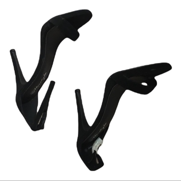 HerStyle Livveey 3” High Heels Sz 8 Black Classic Chic Suede Halo Strap Stiletto - Picture 3 of 6